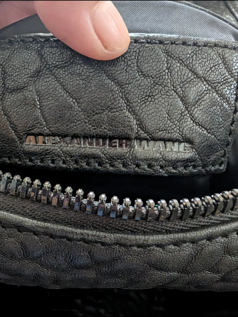 Alexander Wang Black Men's Textured Leather Carry Bag